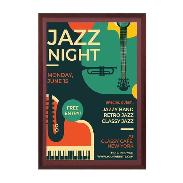Swing Open, Quick Change SwingFrame Poster Display Frame 8x10 with Elegant Wood #361 Profile and Matboard Border