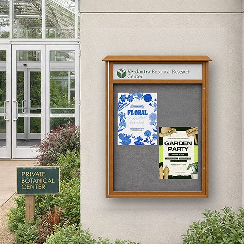 36" x 48" Outdoor Message Center Cork Board with Header (Single Door)