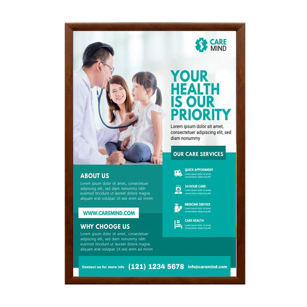 18x24 Wood Poster Snap Frame | SwingSnap 1 1/4" Wide Faux Wood Frame Profile in Three Finishes