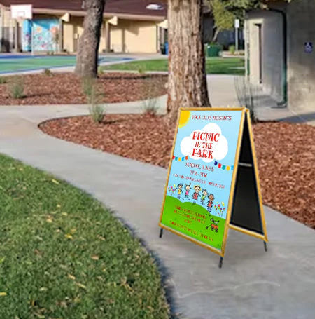 A-Frame 30x40 Sign Holder | Large Wood Snap Frame Display Board with 1 1/4" Wide Profile in 3 Finishes