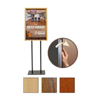 Double Pole Floor Stand 22x28 Snap Poster Frame | Faux Wood Snap Frame for Thin Prints up to 1/16" and Thicker Boards 1/8", 3/16", 1/4"