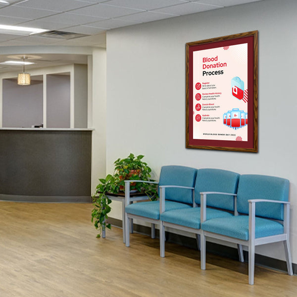 Designer Wood Snap Frames for Posters 30x40 (3" Wide Matboard)