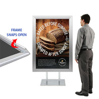 Double Pole Floor Stand 36x48 Sign Holder | Snap Frame 2 1/2" Wide