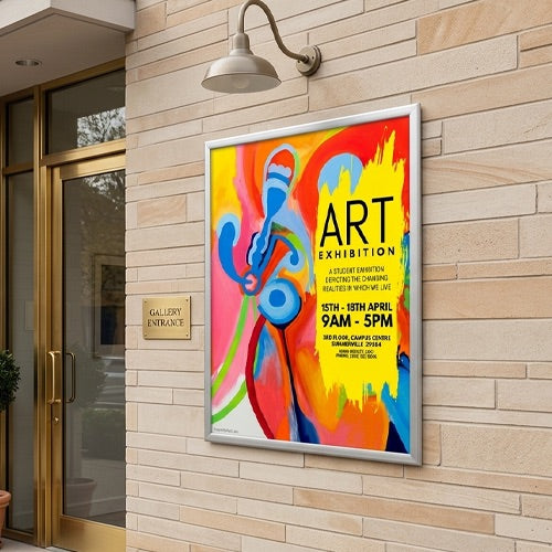 Weatherproof 24x36 Snap Frame Poster Sign Holder | Fast Change Frame with Silver Metal Finish