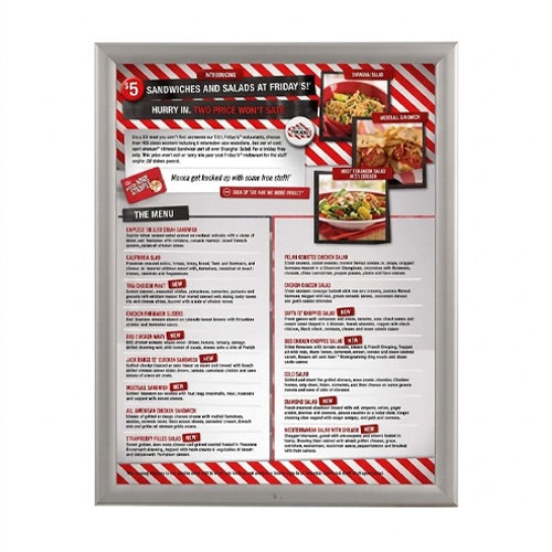 Lockable Weatherproof 22x28 Snap Frame Poster Sign Holder | Silver Metal Frame Finish