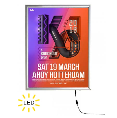 Slim 18x24 LED Light Box Framed with Fast Change, Snap Open Frame in Silver Finish