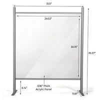 31.49" W x 39.37" H Adjustable Aluminum Frame Acrylic Countertop Sneeze Guard