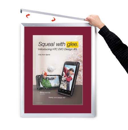 Designer Euro Style Slide In Picture Frame for Posters 11x17 + 3" Wide Matboard