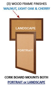 WIDE WOOD 24x60 Framed Cork Bulletin Board (Open Face with 2" Wide Wood Frame)