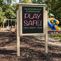 Outdoor Message Center 36" x 48" Magnetic Black Dry Erase Board with Posts (Single Door) - Weathered Wood Finish