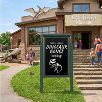 Outdoor Message Center 40" x 60" Magnetic Black Dry Erase Board with Posts (Single Door) - Woodland Green Finish