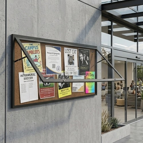 SwingCase 24x60 Extra Large Outdoor Enclosed Poster Case with Cork Board | XL Door Wall Cabinet - Black Finish
