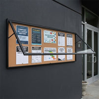 SwingCase 24x72 Extra Large Outdoor Poster Display Case | Cork Bulletin Board, with XL Lockable Single Door Metal Cabinet - Black Finish