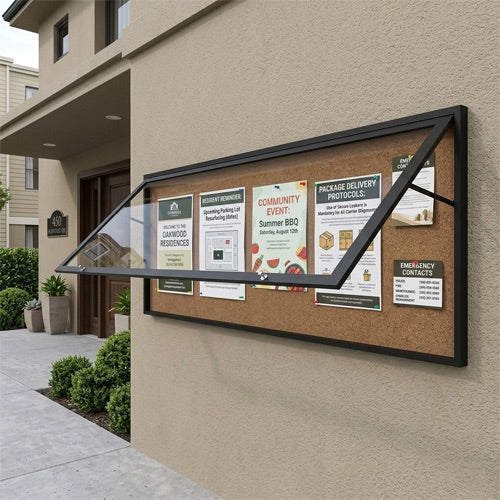SwingCase 24x84 Extra Large Outdoor Enclosed Poster Cases (Single Door) - Black Finish