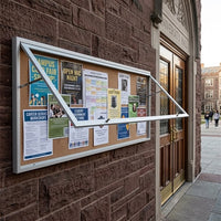 SwingCase 36x96 Extra Large Outdoor Enclosed Poster Cases (Single Door) - Satin Silver Finish