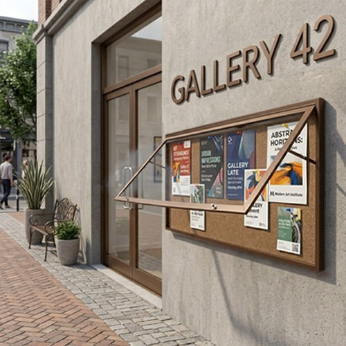 SwingCase 40x60 Extra Large Outdoor Enclosed Poster Cases (Single Door) - Powdercoat Bronze Finish