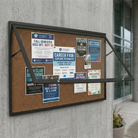 SwingCase 48x60 Extra Large Outdoor Poster Display Case | Cork Bulletin Board, with XL Lockable Single Door Metal Cabinet - Black Finish