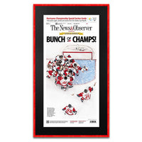 Carolina Hurricanes 2026 Stanley Cup Champions Newspaper Metal Display Frame | Shown with Tornado Red frame finish and Black Belt matboard