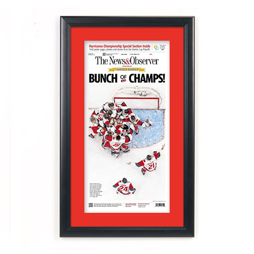 Carolina Hurricanes 2026 Stanley Cup Champions Newspaper Wood Display Frame