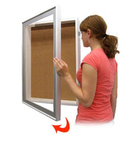 20x24 SwingFrame Designer 1 Inch Deep Shadow Box Display Case w Cork Board and Light - Metal Framed