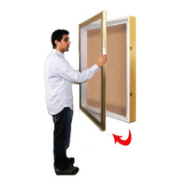 SwingFrame Designer Wall Mounted Metal Framed 36x60 Large Cork Board Display Case 2 Inch Deep