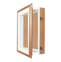 24"x36" SwingFrame Oak Shadow Box Display Case with Cork Board 3” Deep