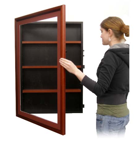 Designer Wood Shadow Box Swingframes with Wooden Shelves (4" Deep)
