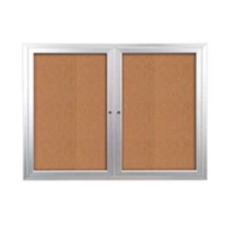 60 x 48 INDOOR Enclosed Bulletin Cork Boards 2 DOOR