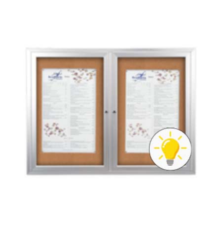 60 x 36 INDOOR Enclosed Bulletin Boards with Lights (2 DOORS)