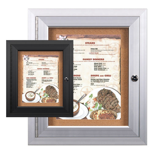 Enclosed Menu Cases | Display  8 1/2" x 11" Portrait Menus in 7 Metal Cabinet Sizes