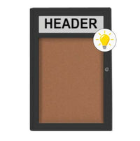 Extra Large Indoor Enclosed Bulletin Board Swing Cases 36 x 96 with Header and Lights (Radius Edge)