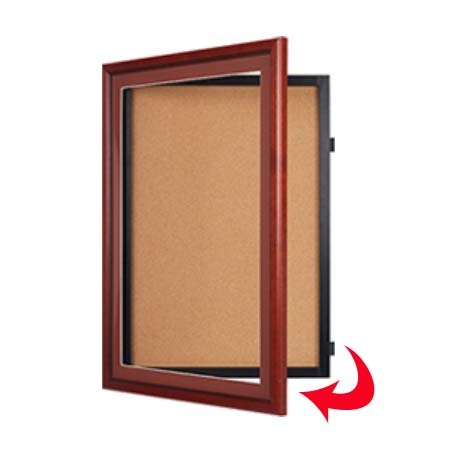 Designer Wood 30" x 30" Enclosed Bulletin Board SwingFrames