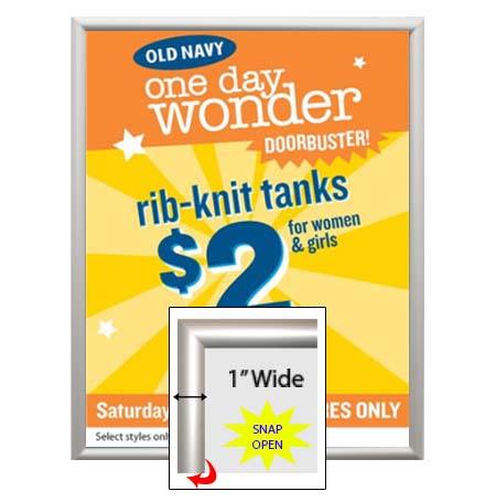 Economical SwingSnap Slim Poster Snap Frame 27x40 with Sleek 1-inch Wide Aluminum Frame Profile