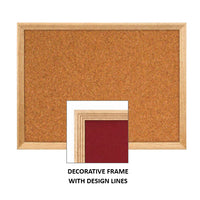 DECORATIVE WOOD FRAMED CORK BULLETIN BOARD 12x24 (SHOWN IN LANDSCAPE)