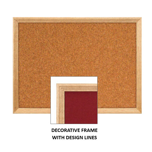 DECORATIVE WOOD FRAMED CORK BULLETIN BOARD 12x24 (SHOWN IN LANDSCAPE)