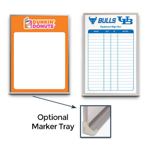 MARKER TRAY LEDGE can be ADDED to the BOTTOM of the FRAMED DRY ERASE BOARD