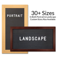 Open Face Wide Wood Framed Access Letterboards 16 x 20 Can be Ordered in Portrait or Landscape Grooved Board Orientation.