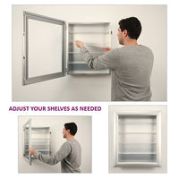 4" DEEP SHADOWBOX DISPLAY CASE 16x20 WITH ADJUSTABLE GLASS SHELVES