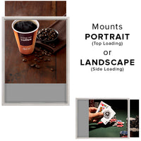 18 x 24 Silver Slide-In Frame Wall Mounts in Portrait (for Top Loading) or Landscape Position (for Side Loading)