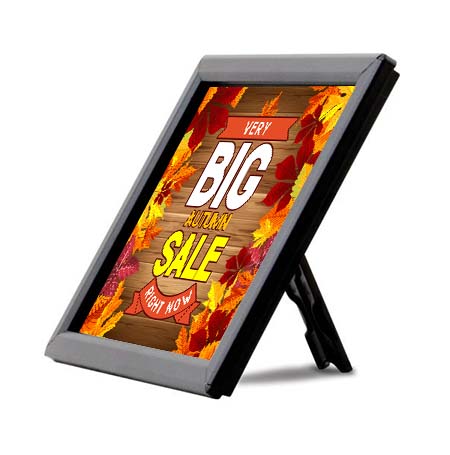 5x7 AD Promo Snap Frame in Black Metal Finish | Place on Counter Top, Tabletop, Shelf or Wall Mount