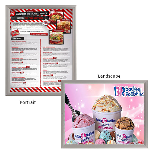 Lockable Weatherproof Silver 22 x 28 Snap Frame can be Mounted in Portrait or Landscape Position