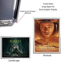 27 x 40 Snap Frame with Mitered Corners Wall Mounts in Portrait or Landscape Position