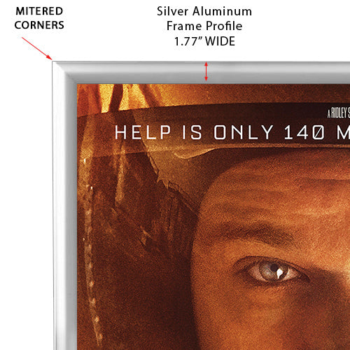 Mitered Corners Snap Frame with 1.77 Wide Silver Frame Profile