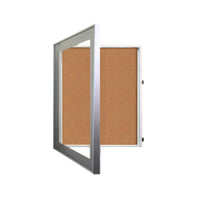 36x48 SwingFrame Designer 1 Inch Deep Shadow Box Display Case w Cork Board and Light - Metal Framed