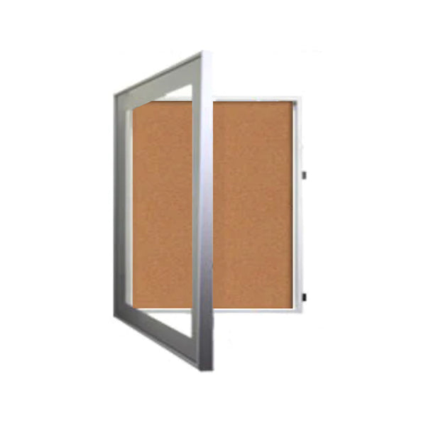 36x48 SwingFrame Designer 1 Inch Deep Shadow Box Display Case w Cork Board and Light - Metal Framed