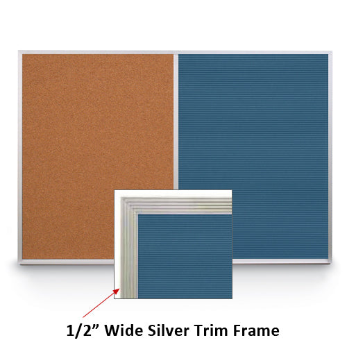 30x40 LETTERBOARD / CORK COMBINATION HAS 1/2" WIDE SILVER TRIM FRAME