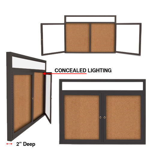 48 x 36 INDOOR Enclosed Bulletin Boards with Lights (2 DOORS)