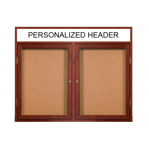 2 DOOR WOOD CORK BOARD 48 x 48 WITH HEADER (SHOWN IN CHERRY)