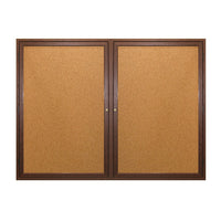 WOOD ENCLOSED 50x40 BULLETIN BOARD WITH 2 DOORS (SHOWN IN WALNUT)