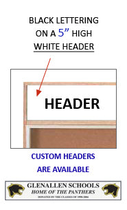 60 x 48 Indoor Enclosed Wood Bulletin Boards with Sliding Glass Doors and Message Header